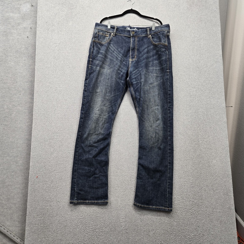 Wrangler Men Jeans 38X34 Blue Denim Retro Slim Boot 32" Inseam Stretch